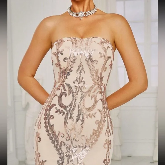 Luxe mermaid hem tube sequins dress